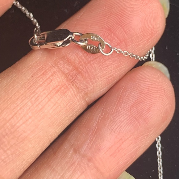 18k white gold chain with 14k gold solitaire charm - Picture 9 of 9